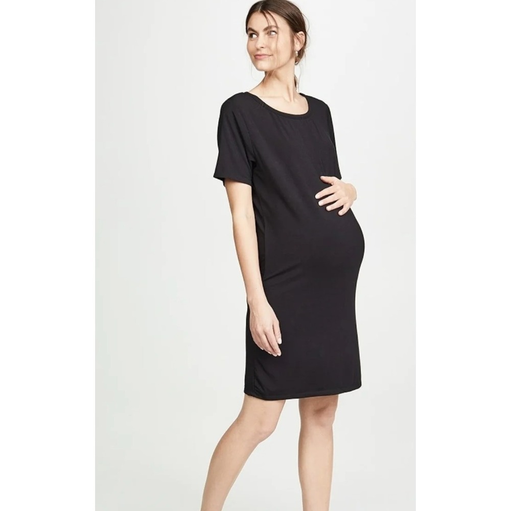 HATCH LAYERS T-Shirt Dress Black Short Sleeve Maternity Women's Medium Pregnancy - Picture 2 of 7